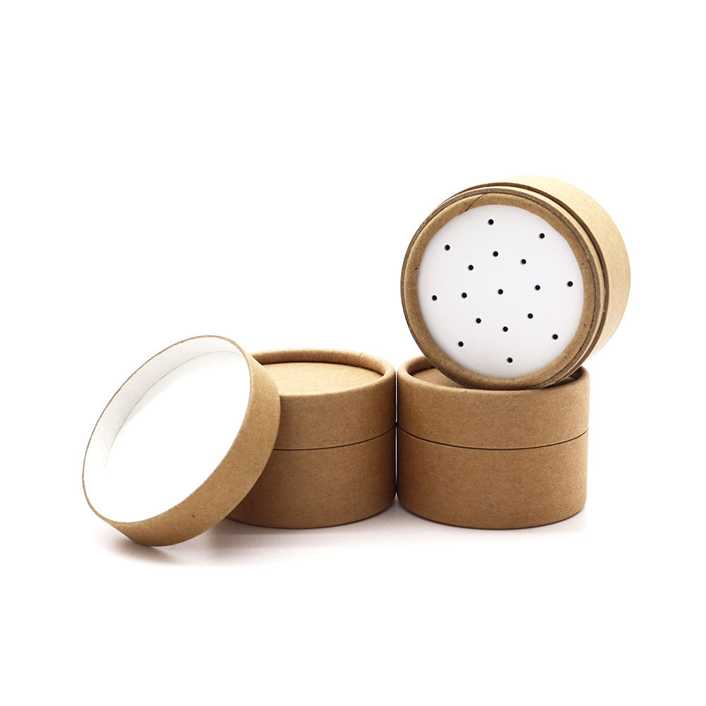 Tube en carton rond en papier alimentaire écologique sur mesure, conteneur de poudre libre, tamis, boîte à épices Kraft, Tube en papier Shaker supérieur