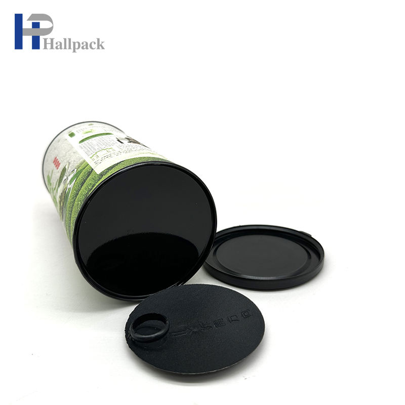 Tube de papier d'emballage de thé vert de carton avec le couvercle en plastique facile à tirer