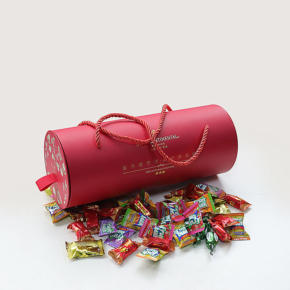 Boîtes rondes de tube d'emballage de papier de métier de gâteau de lune de cadeau recyclable créatif fait sur commande avec la poignée de corde