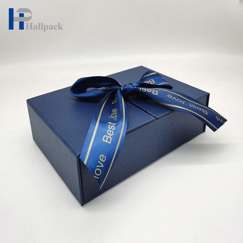 Emballage de boîte de ruban bleu de luxe pour parfum coffrets cadeaux personnalisés pour thé rouge à lèvres bière cils perruques outils