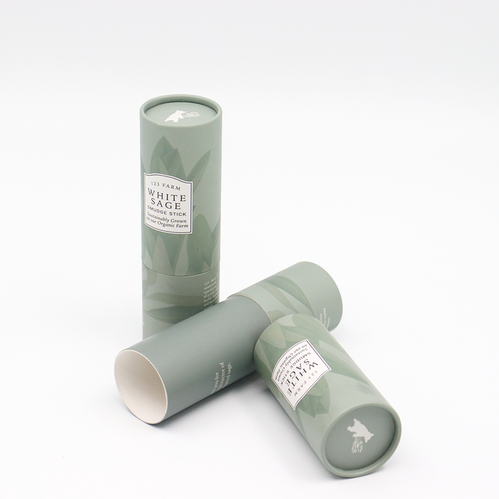 Emballage fait sur commande écologique de tube de papier de boîte de cylindre de carton d'emballage de beauté pour le bâton de tache de sauge de plante aromatique