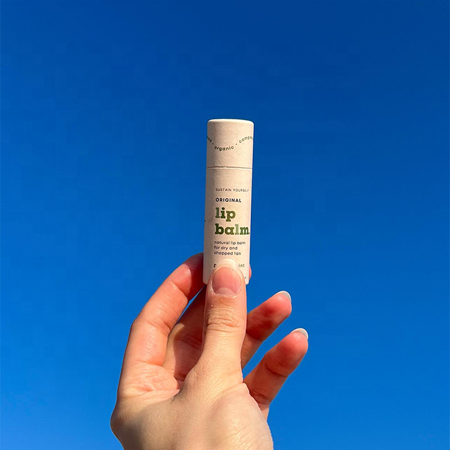 Hallpack – Tube de baume à lèvres personnalisé en papier 100% sans plastique, cylindre Push Up de forme ronde, barre de Lotion, Tubes en papier d'emballage