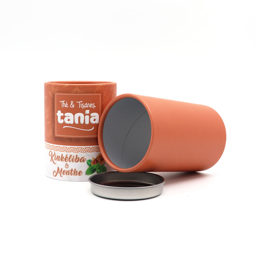 Feuille d'aluminium biodégradable, collagène de qualité alimentaire, poudre de champignon, emballage en carton, boîte cylindrique, Tube en papier pour biscuits aux épices