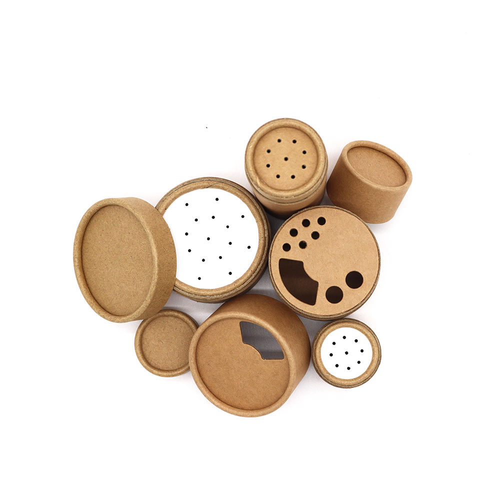 Tube rond fait sur commande de cylindre de carton d'Eco de papier kraft avec l'emballage supérieur de poudre de récipient de sel d'épice de tube de papier de secoueur