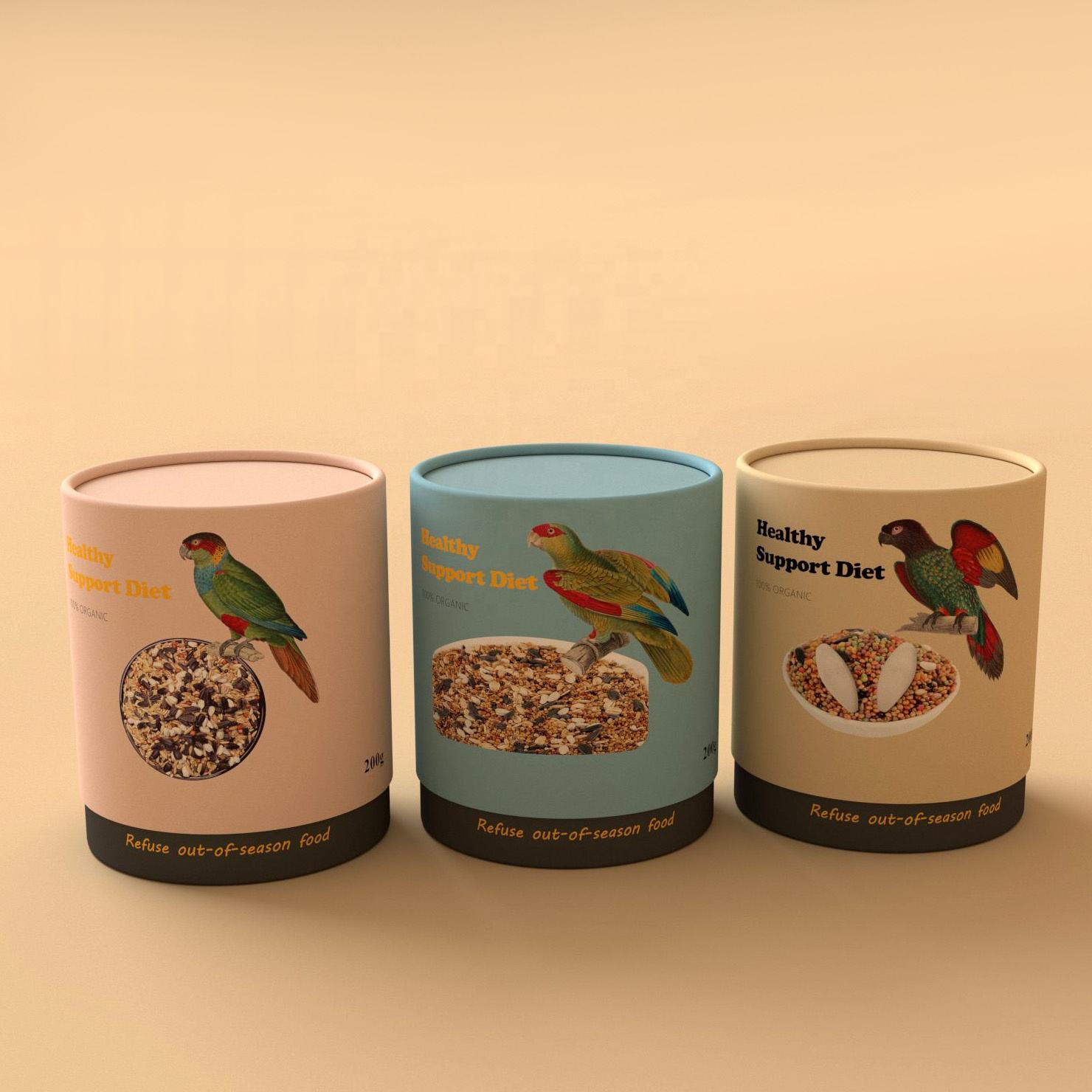 Boîte ronde de tube d'emballage de papier d'emballage recyclable pour le noyau de tube de papier d'impression d'or de catégorie comestible d'animal familier