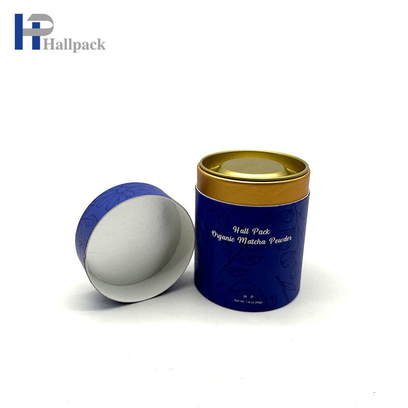 Tube de papier alimentaire d'emballage de récipient de Matcha de café de thé de carton qui respecte l'environnement de haute qualité avec la couverture de fer