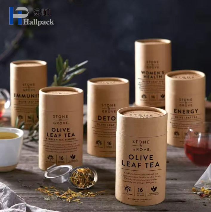 Boîtes de tubes d'emballage de T-Shirt en carton Kraft recyclé, papier artisanal rond biodégradable avec gaufrage pour le stockage des cosmétiques