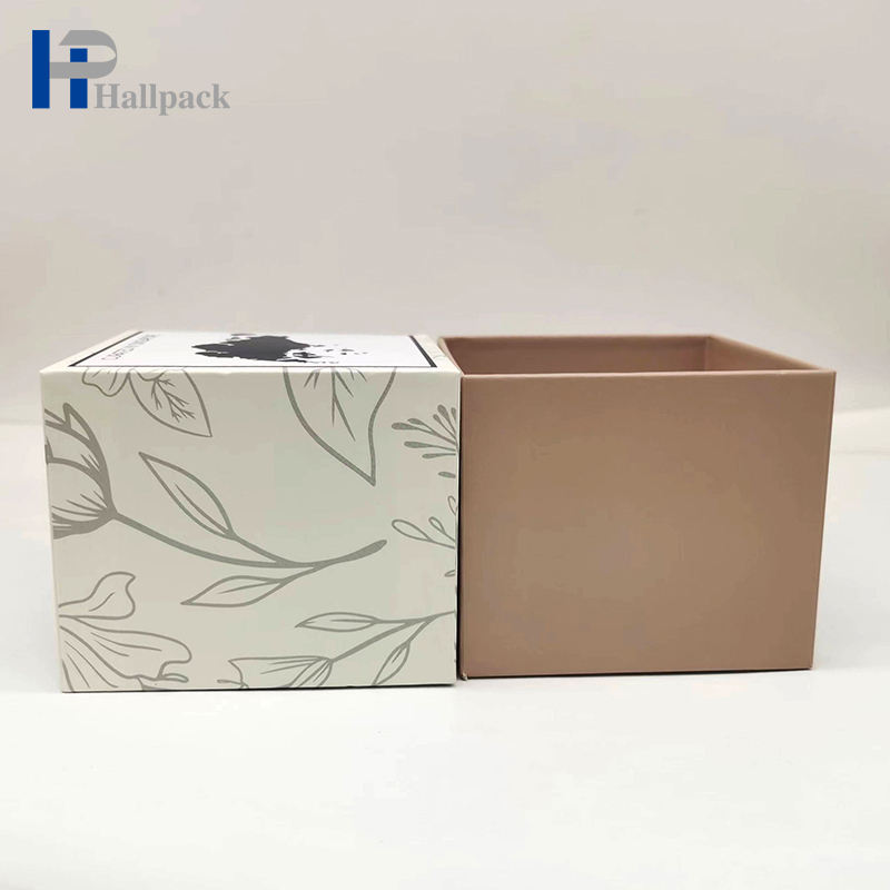 Emballage cadeau personnalisé, boîte à bougies en papier artisanal à couvercle plat carré