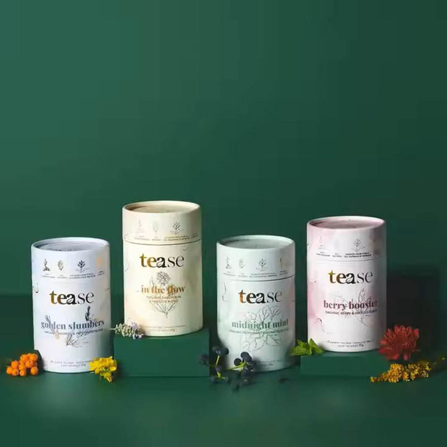 Biodégradable Custom Logo Taille Design Round Cylinder TEA TUBES D'EMBALLAGE