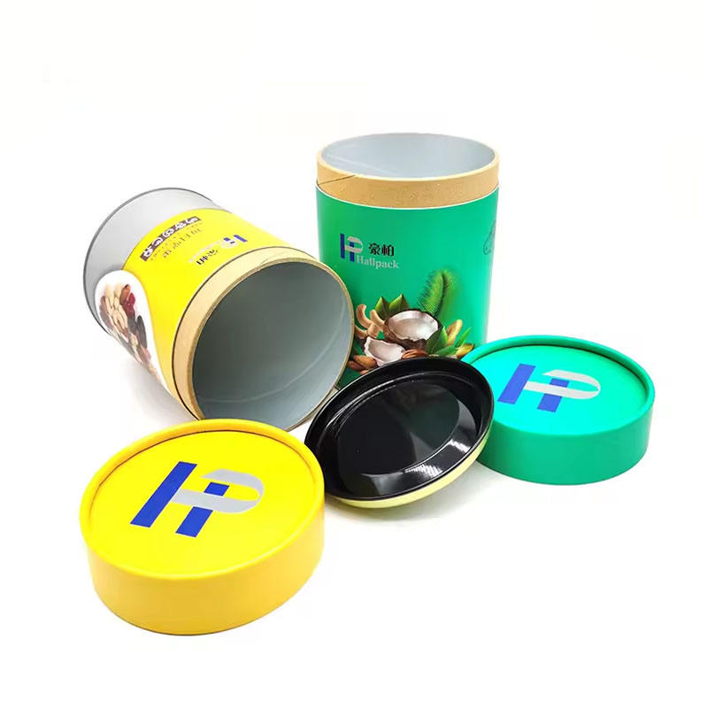 Emballage adapté aux besoins du client de boîte de tube rond emballé par carton de catégorie comestible de conception pour le thé de café d'écrous