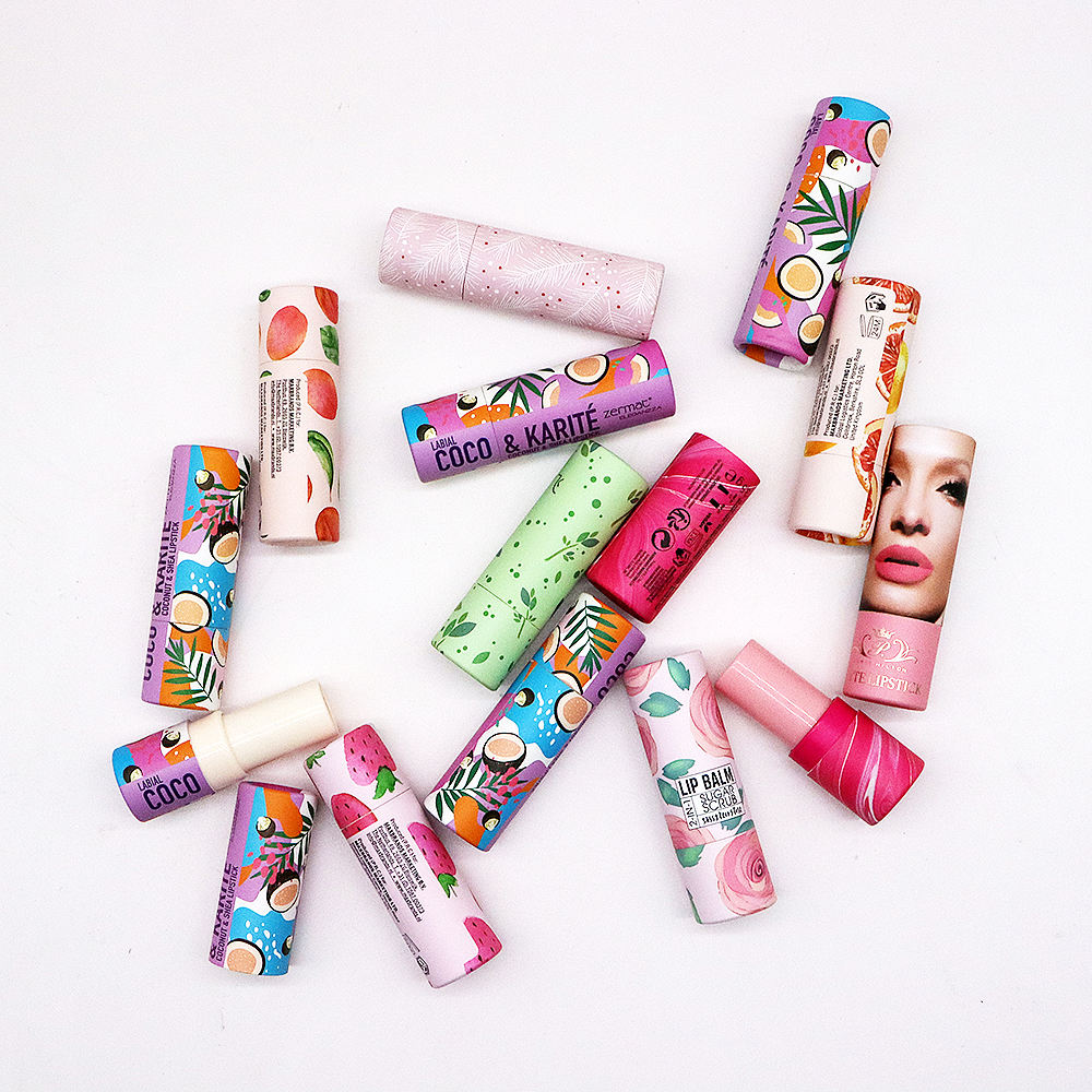Tube de baume à lèvres rond personnalisé écologique, emballage cylindrique à la mode pour cosmétiques, Tubes en papier torsadés pour barre de Lotion
