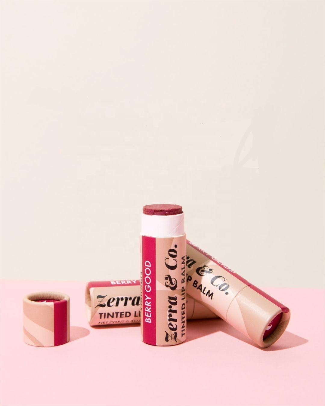 Tube cosmétique écologique de tube de papier de brillant à lèvres de baume à lèvres en carton biodégradable recyclé