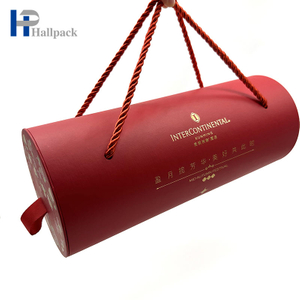 Boîtes rondes de tube d'emballage de papier de métier de gâteau de lune de cadeau recyclable créatif fait sur commande avec la poignée de corde