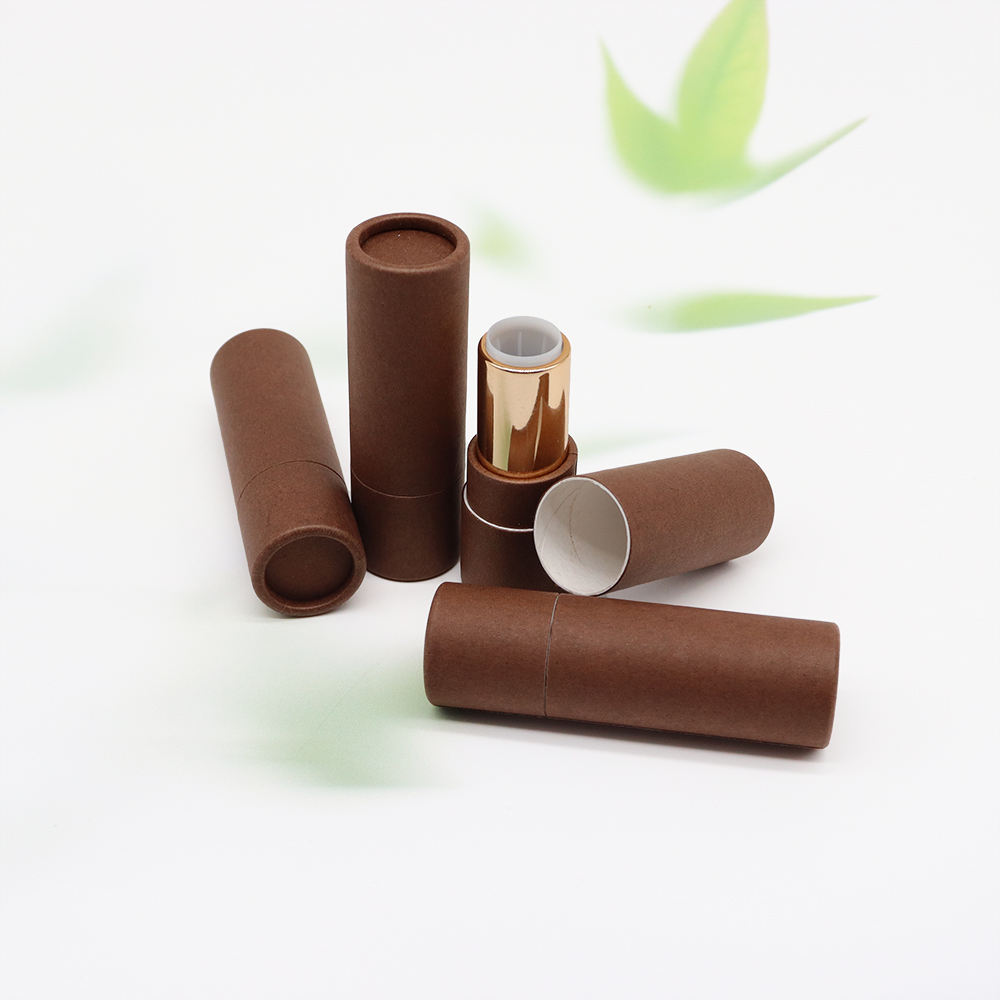 Emballage de tube de rouge à lèvres en papier kraft biodégradable Conçu par la marque Assiette en papier kraft rotative Caractéristiques d'utilisation artisanale de bougie Logo imprimé
