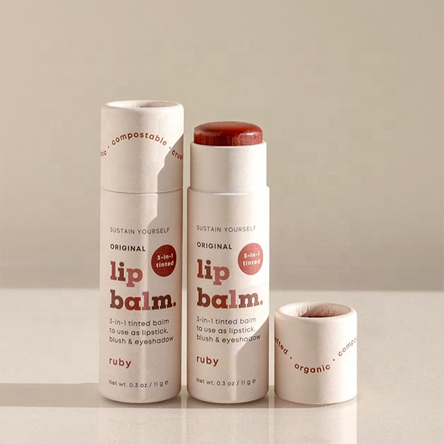 Hallpack – Tube de baume à lèvres personnalisé en papier 100% sans plastique, cylindre Push Up de forme ronde, barre de Lotion, Tubes en papier d'emballage