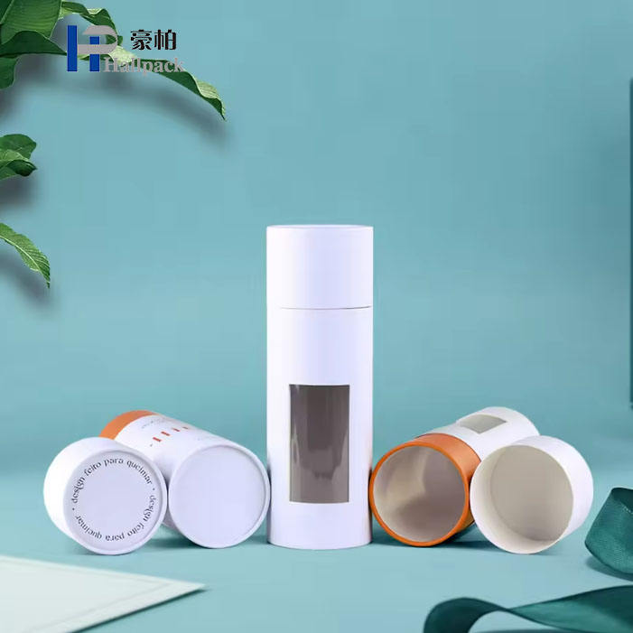 Tube de papier vide rond personnalisé, emballage de bougie en tissu Kraft biodégradable, boîte de cylindre de fenêtre