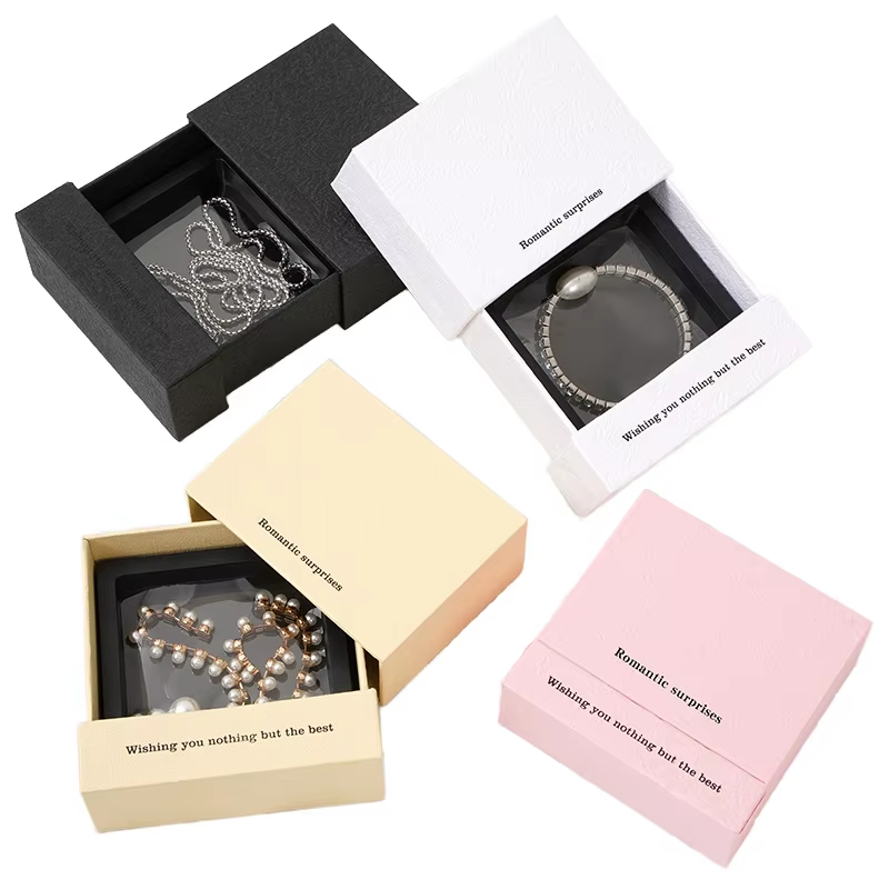 Emballage cadeau de tiroir coulissant rigide à manches coulissantes avec boîte de bijoux de tiroir pour boucles d'oreilles