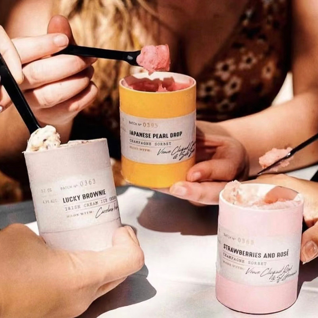 Boîte ronde personnalisée Food Package de crème glacée Paquet en papier avec les couvercles métalliques