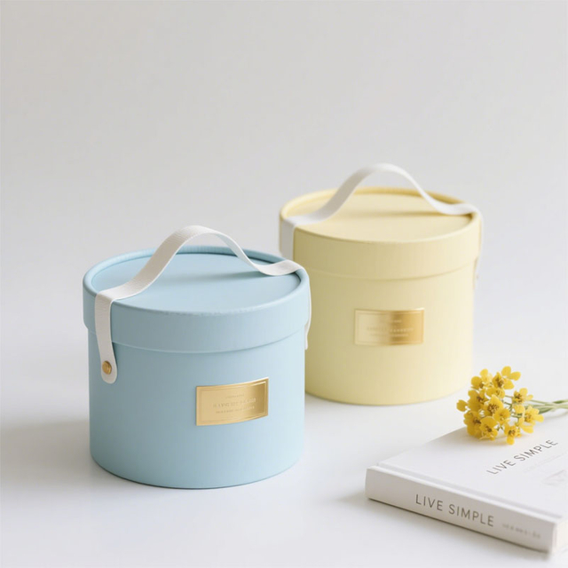 Emballage de boîte biodégradable Logo personnalisé en papier rond Cylindre Boîte de fleurs Emballage