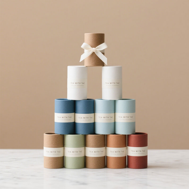 Biodégradable conception personnalisée Round Cylindre Kraft Box Box pour café