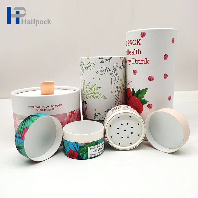 Carton cosmétique fait sur commande de paquet de boîte de tube rond de haute qualité emballé avec le dispositif trembleur de tamis pour le shampooing sec de poudre