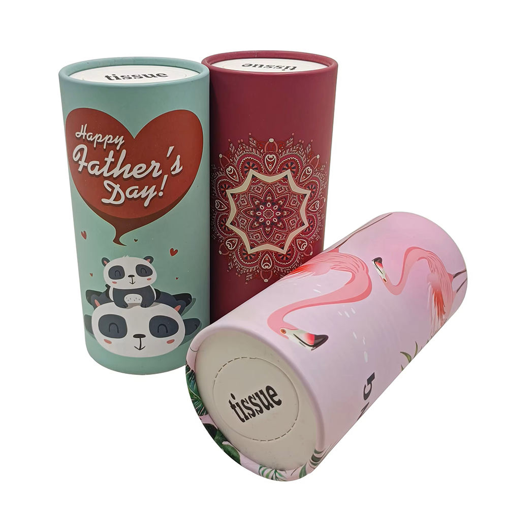 Emballage de mouchoirs en papier portables personnalisés de haute qualité, boîte cylindrique en carton, emballage en Tube de papier pour mouchoirs de voiture