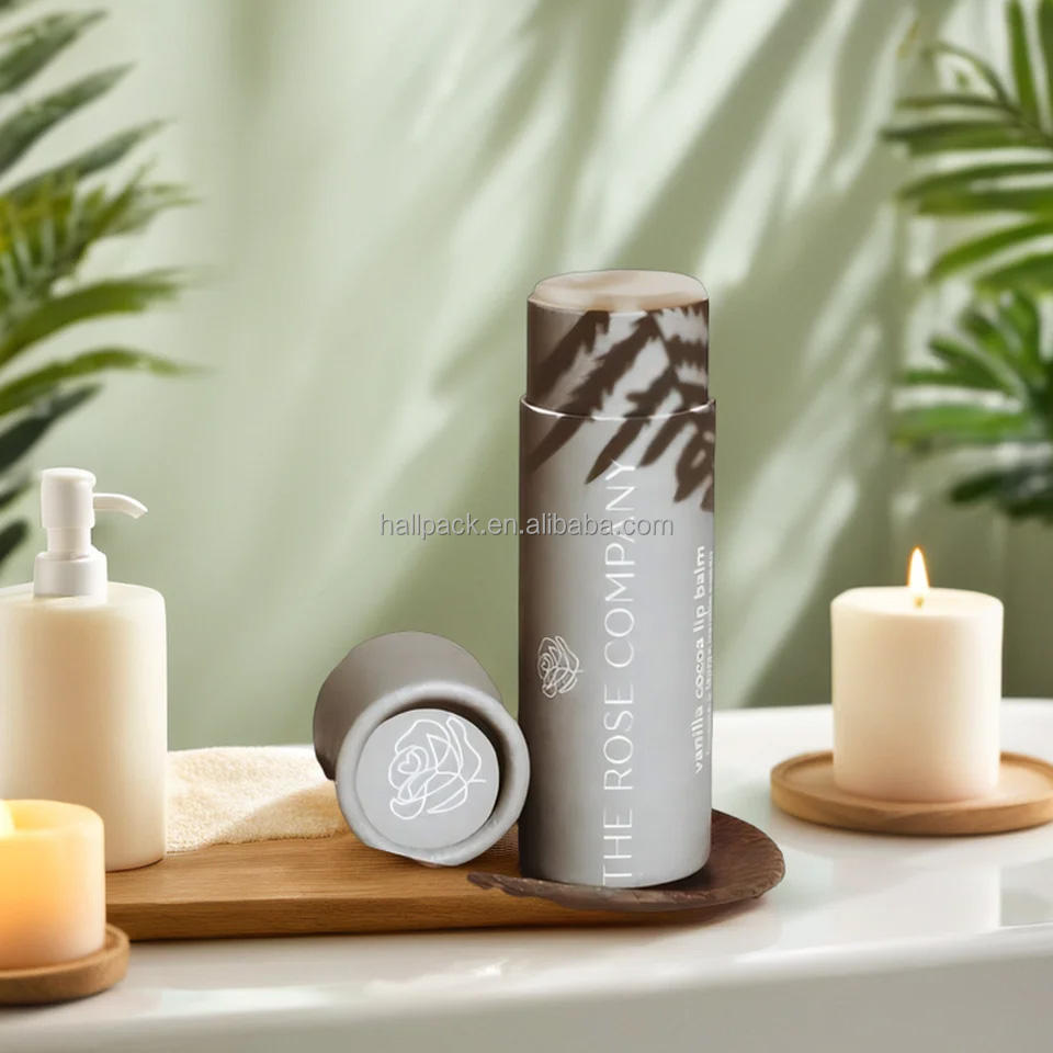 Vente chaude de tube poussoir de rouge à lèvres/brillant à lèvres en carton recyclable biodégradable