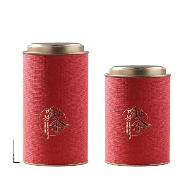 Boîtes à thé spéciales en papier rouge de 50 g avec couvercles en fer