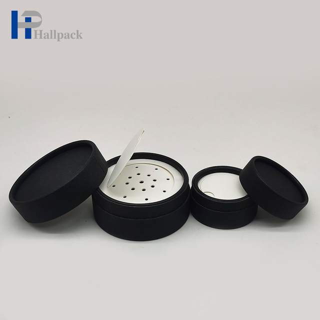 Tube en papier personnalisé, nouveau Design, avec tamis, étui à poudre Compact, emballage, tube kraft noir pour shampoing