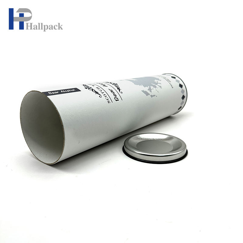 Tube fait sur commande de papier de paquet en verre de vin de bouteille de cadeau de métier de logo avec le couvercle en métal