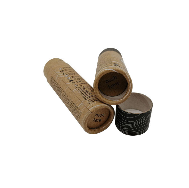 Emballage en carton Push Up biodégradable 100%, 100 pièces/ctn, Tube en papier Kraft brun pour baume à lèvres