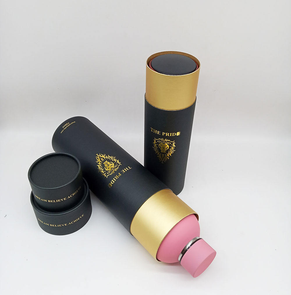 Cylindre en carton Kraft biodégradable, tube en papier, matériaux recyclés, impression estampillée pour bougies et bouteilles thermos, emballage cadeau