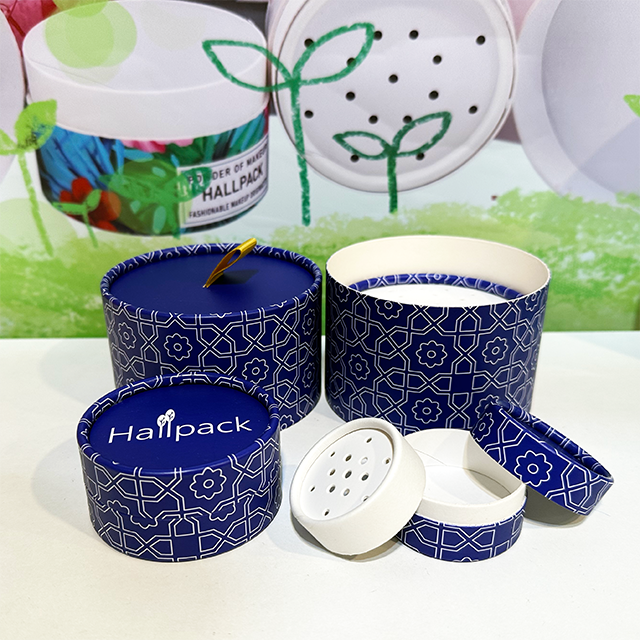 Hallpack a personnalisé la boîte ronde de tube pour l'emballage cosmétique de cylindre de papier de paquet cosmétique de poudre sèche