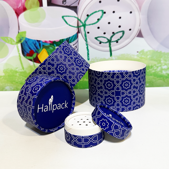 Hallpack a personnalisé la boîte ronde de tube pour l'emballage cosmétique de cylindre de papier de paquet cosmétique de poudre sèche
