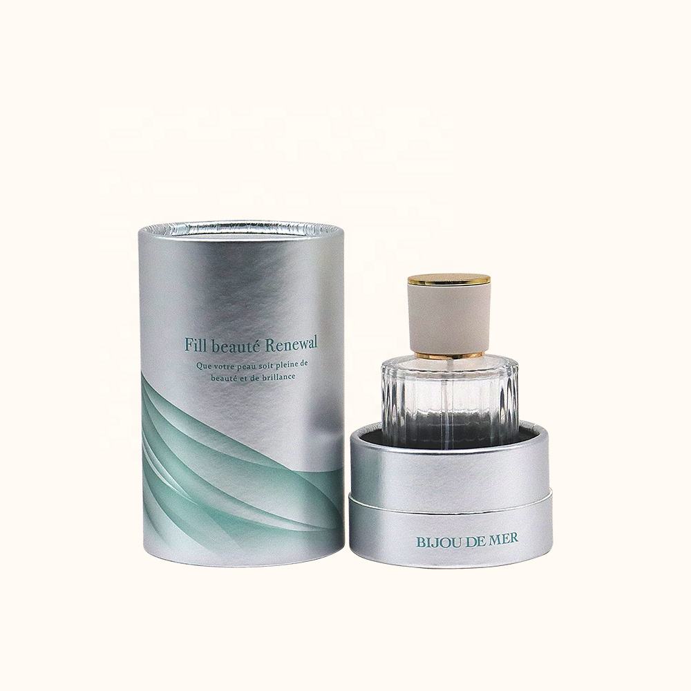 La boîte de cylindre de carton cosmétique biodégradable de luxe faite sur commande disparaissent l'impression manipulant l'emballage de tube de papier pour la bouteille de parfum