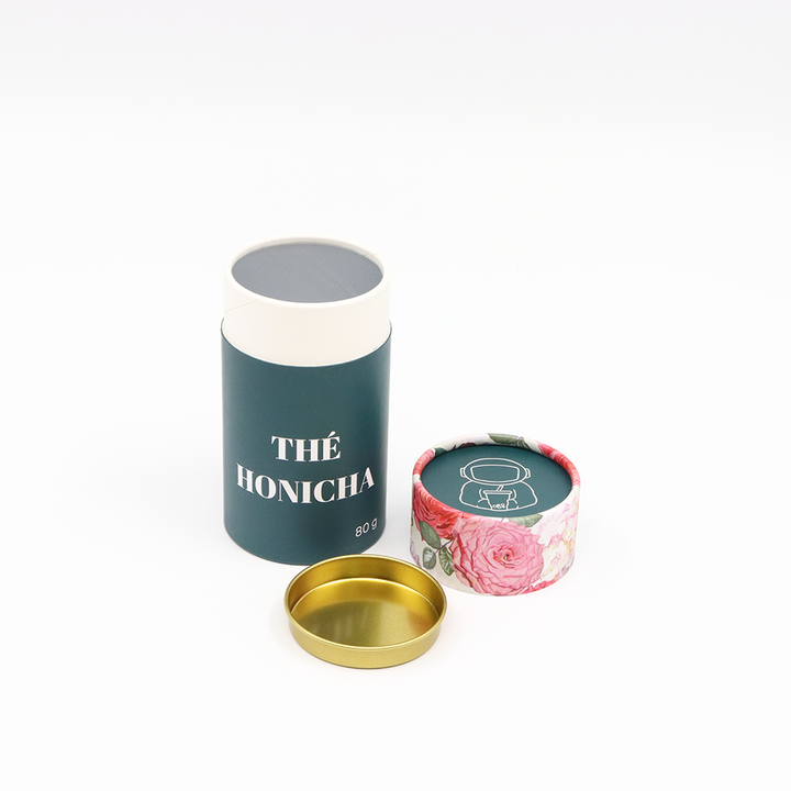 Boîte écologique de cylindre de carton de catégorie comestible avec l'emballage de tube de papier de couverture en métal pour le thé de café de noix