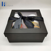 Boîte-cadeau de papier de vêtements de carton noir de luxe avec le couvercle transparent d'animal familier