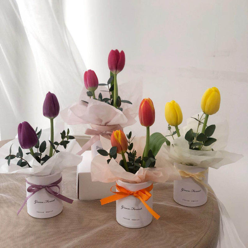 Petit ensemble de boîtes de roses en daim préservées, emballage en carton pour fleurs, personnalisé, forme ronde rigide, Mini cylindre de cadeau de fleur en papier