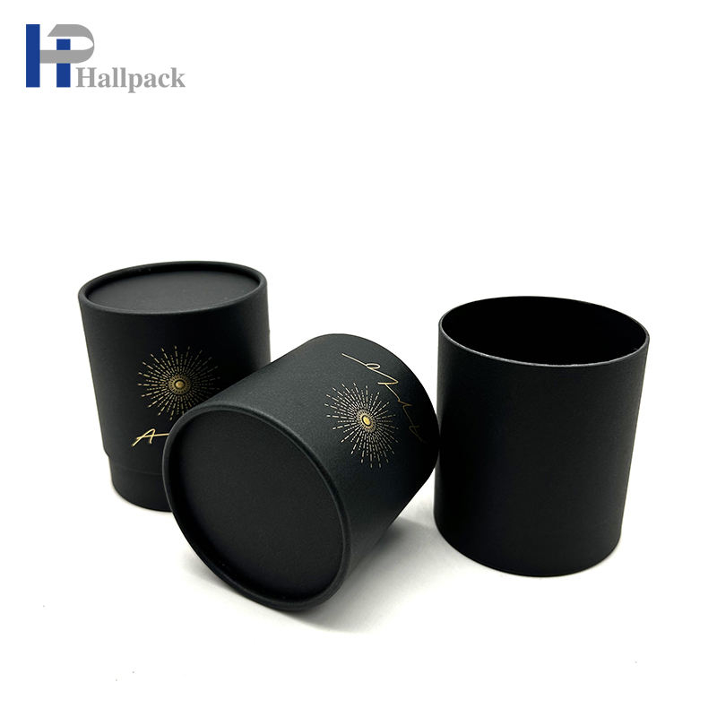 Tube de papier d'emballage de parfum cosmétique de cylindre de timbre d'or noir de nouveau style