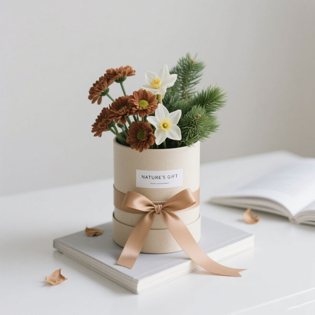 Boîte de bijoux ronde biodégradable Boîte de fleurs