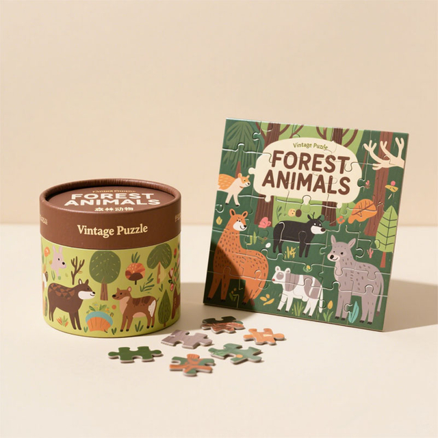 Matériau recyclable Kraft Cardboard Round Canister Puzzles Puzzles Packing Tube