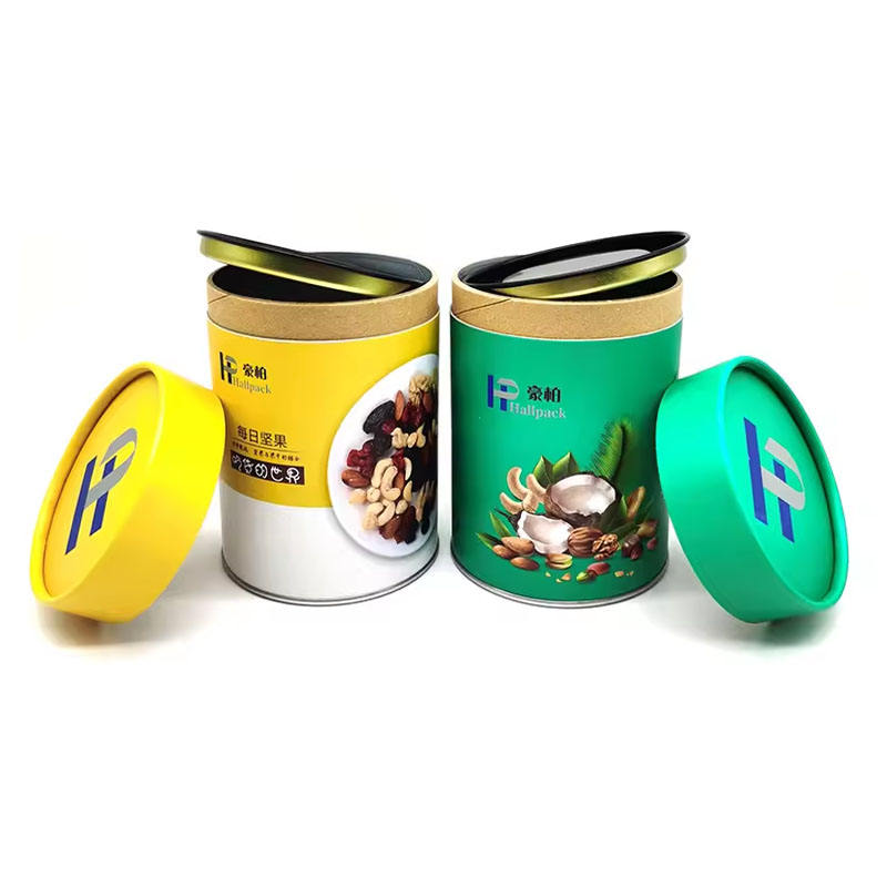 Emballage adapté aux besoins du client de boîte de tube rond emballé par carton de catégorie comestible de conception pour le thé de café d'écrous