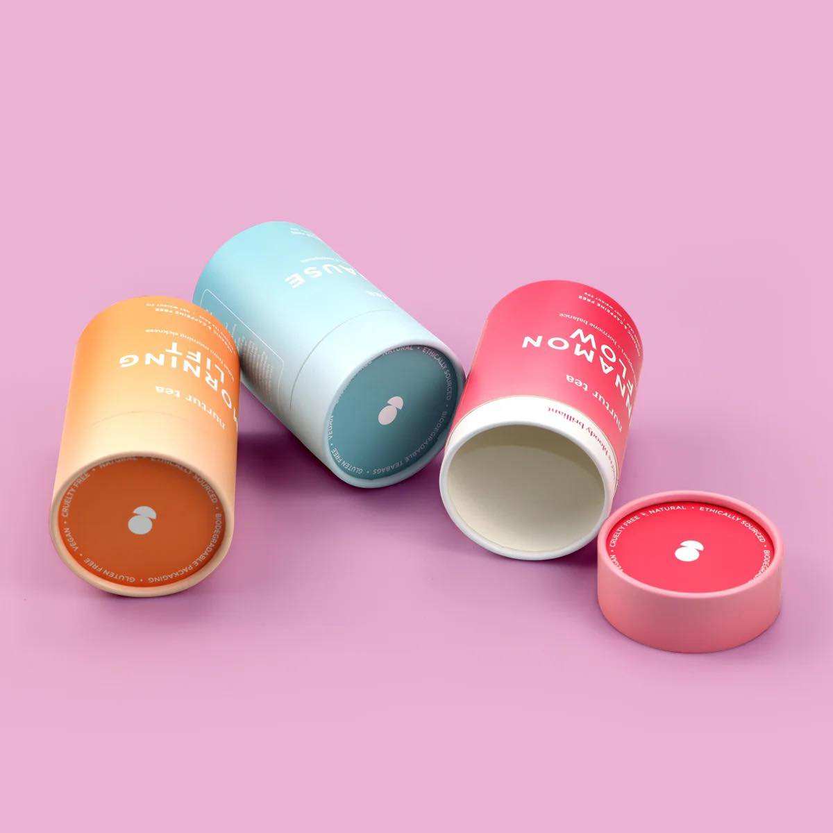 Boîte de cylindre d'emballage de thé en carton de papier de tube rond de Kraft recyclable imprimé par logo de vente chaude