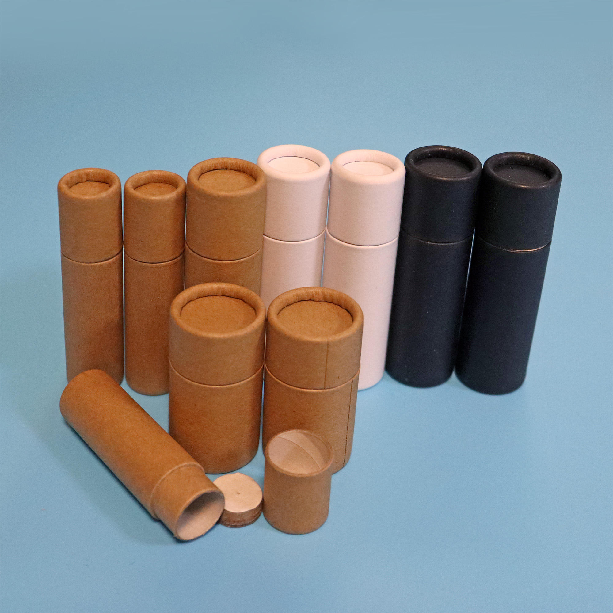 Tube de noyau de papier Kraft brun Tube d'emballage en papier Tube d'emballage de baume à lèvres en papier blanc biodégradable Deadorant brillant à lèvres Push Up