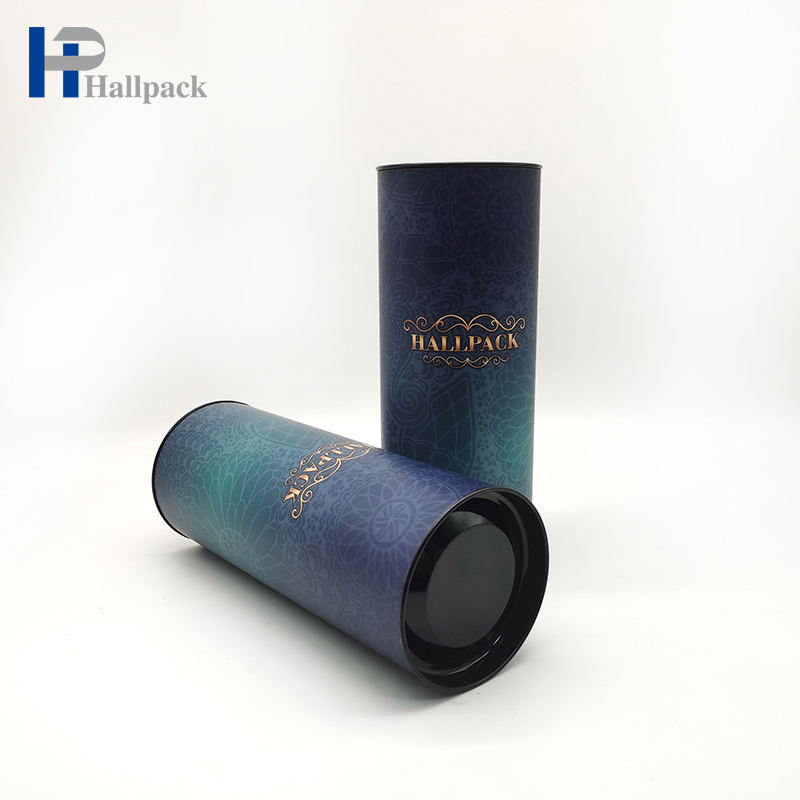 Emballage de tube rond de couvercle en métal de récipient de cylindre de carton de catégorie comestible de Hallpack