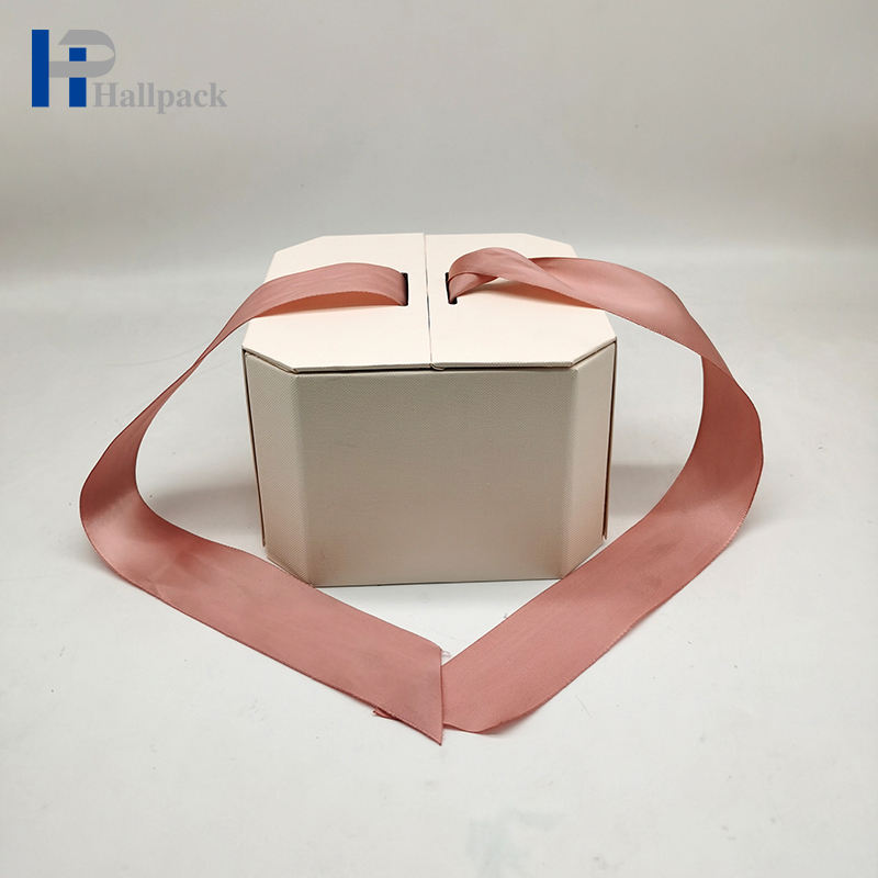 Boîte-cadeau écologique de haute qualité, boîte-cadeau à ruban rose