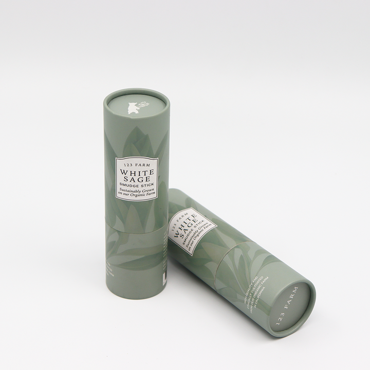 Emballage fait sur commande écologique de tube de papier de boîte de cylindre de carton d'emballage de beauté pour le bâton de tache de sauge de plante aromatique