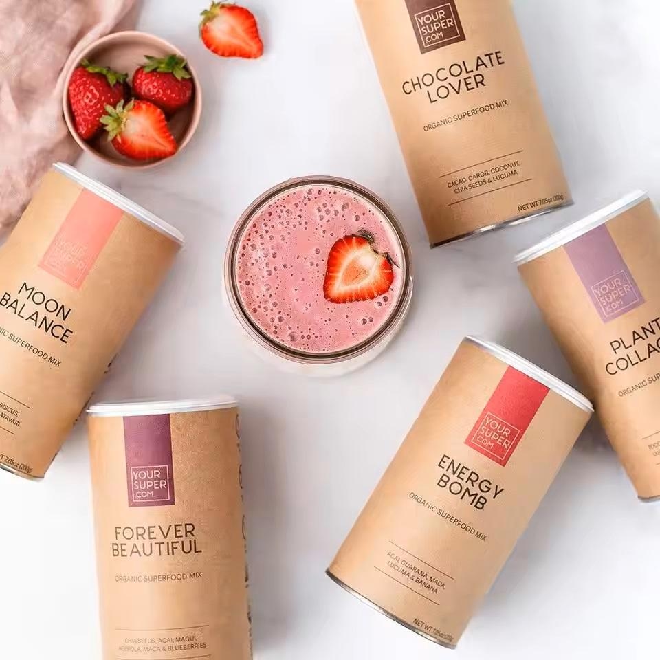 Tube rond de cylindre de papier d'avoine de grain de café de thé de récipient de poudre écologique biodégradable pour l'emballage alimentaire