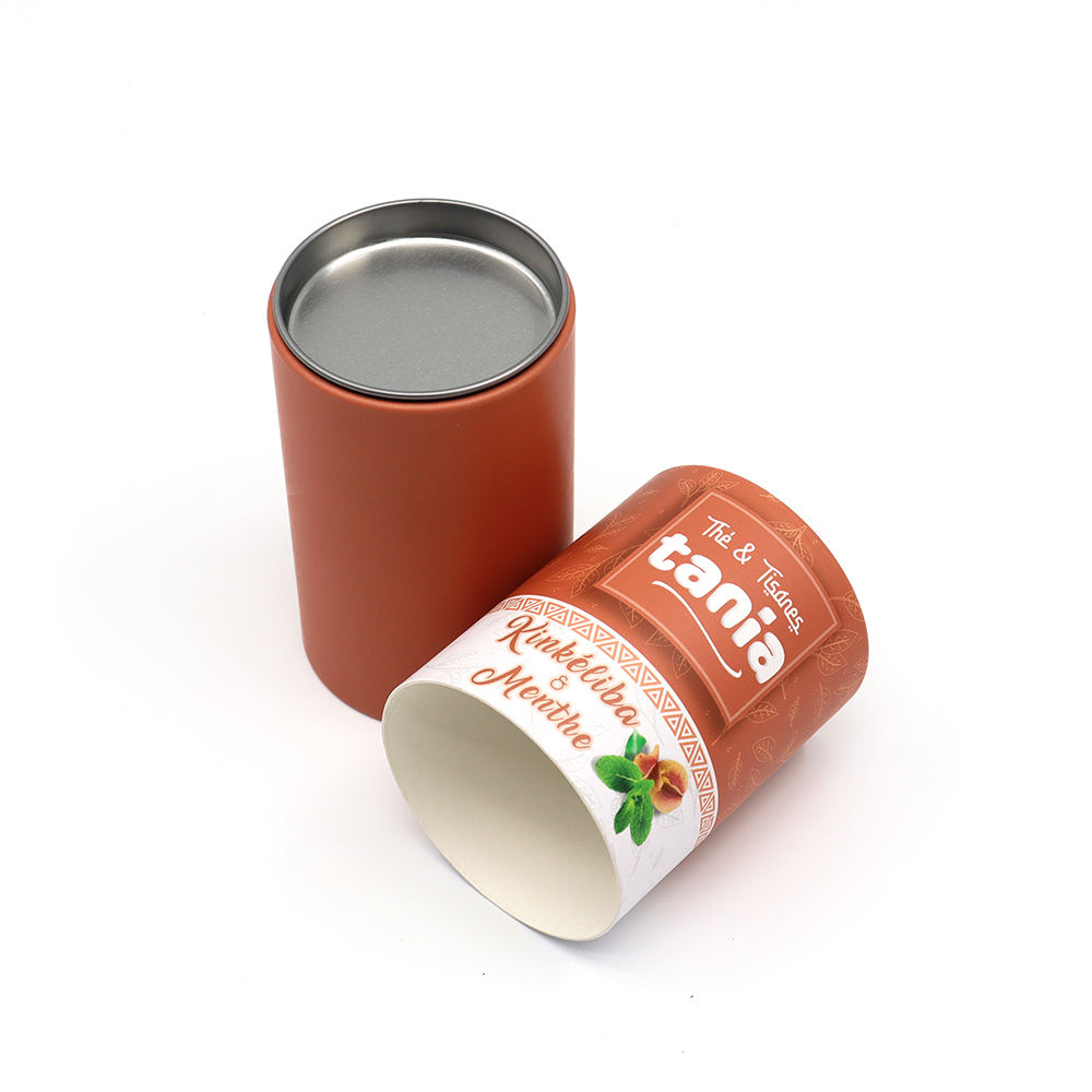 Feuille d'aluminium biodégradable, collagène de qualité alimentaire, poudre de champignon, emballage en carton, boîte cylindrique, Tube en papier pour biscuits aux épices