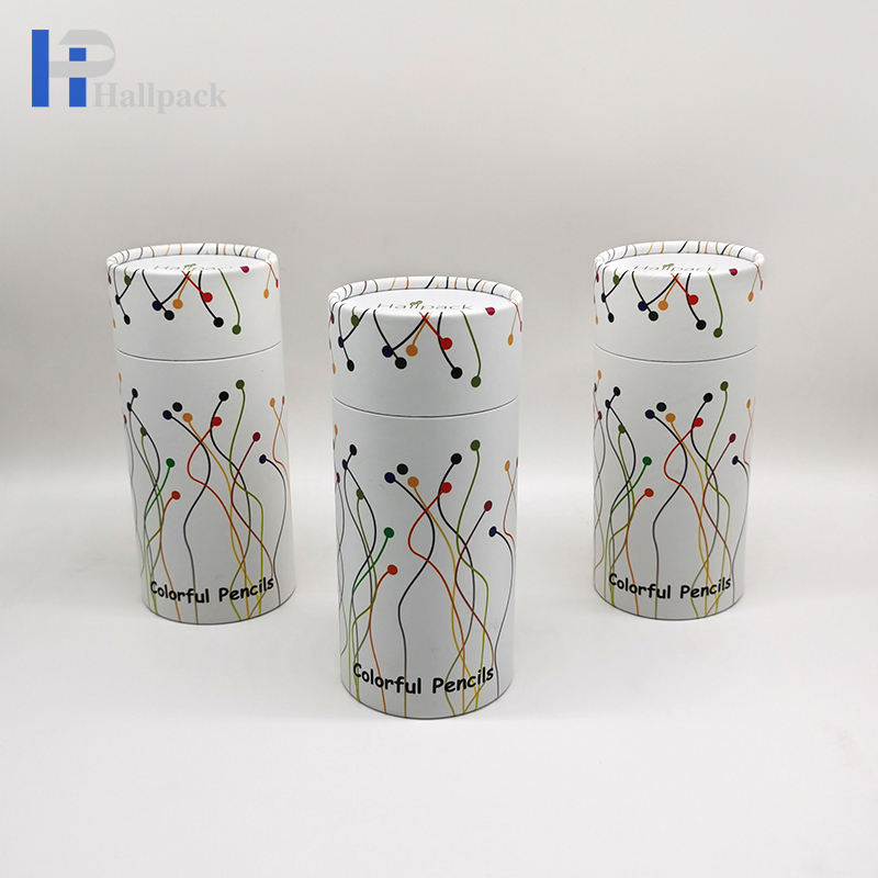Boîte ronde créative imprimée par coutume biodégradable pour l'emballage bon marché de tubes de papier d'emballage de crayon